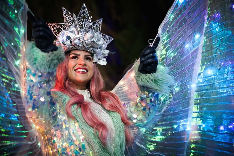 Sarah McIlmoyle welcoming visitors to the Enchanted Winter Garden in Antrim (Kelvin Boyes/Press Eye)